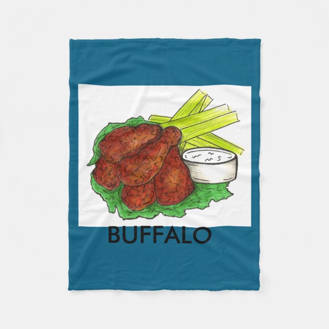 Buffalo Ny New York Hot Bbq Chicken Wings Celery _ Fleece Blanket (Front)