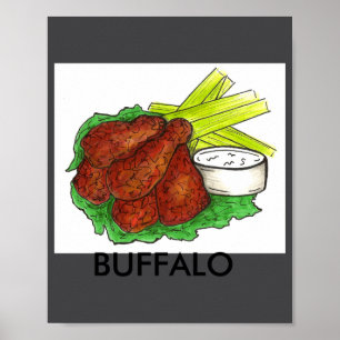 Buffalo Ny New York Hot Bbq Chicken Wings Celery  Poster