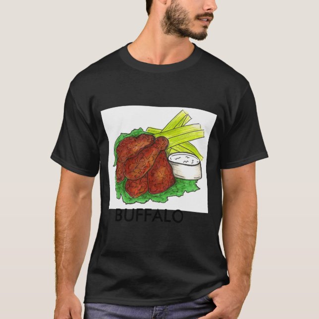 Buffalo Ny New York Hot Bbq Chicken Wings Celery  T-Shirt (Front)