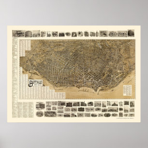 Buffalo, NY Panoramic Map - 1902 Poster