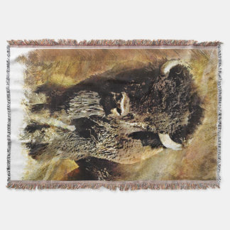 Buffalo Painting Throw Blanket