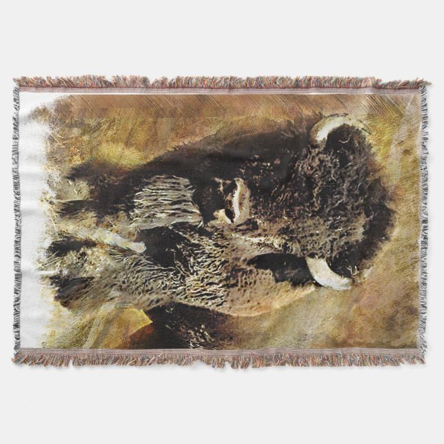 Buffalo Painting Throw Blanket (Front)