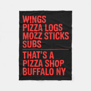 Buffalo Pizza Shop Food List Fleece Blanket