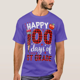 Buffalo Plaid 100 Days Of First Grade 100th Day Of T-Shirt