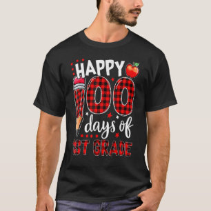 Buffalo Plaid 100 Days Of First Grade 100th Day Of T-Shirt