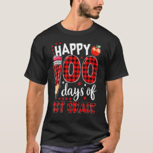 Buffalo Plaid 100 Days Of First Grade 100th Day Of T-Shirt