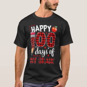 Buffalo Plaid 100 Days Of First Grade 100th Day Of T-Shirt