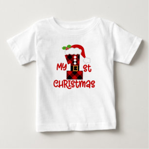 Buffalo plaid 1st First Christmas t-shirt