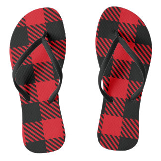 Buffalo Plaid Adult Flip Flops, Slim Straps Flip Flops