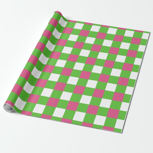 Buffalo Plaid | AKA Pink & Green Sorority Wrapping Paper (Unrolled)
