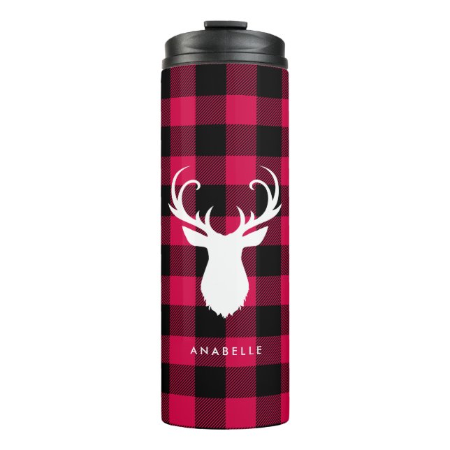 Buffalo Plaid and Deer Thermal Tumbler (Front)