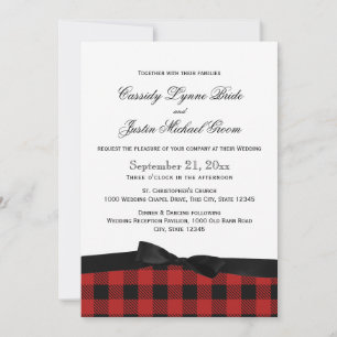 Buffalo Plaid and Ribbon Invitation