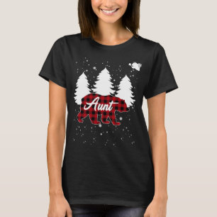 Buffalo Plaid Aunt Bear Christmas Tree Pajama Fami T-Shirt