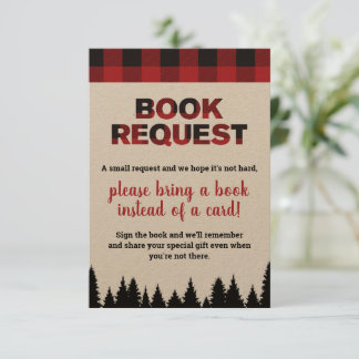 Buffalo Plaid Baby Shower Book Request Insert Card