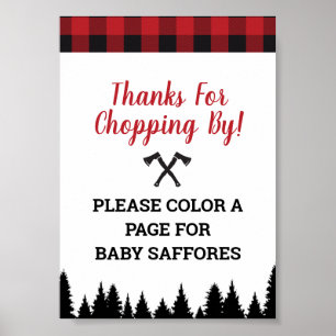 Buffalo Plaid Baby Shower Colouring Book Sign