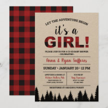 Buffalo Plaid Baby Shower Invitation - It's A Girl