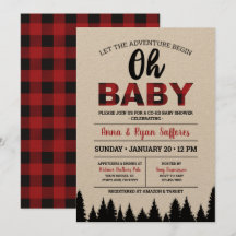 Buffalo Plaid Baby Shower Invitation - Oh Baby
