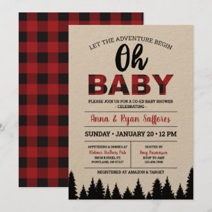 Buffalo Plaid Baby Shower Invitation - Oh Baby