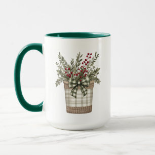 Buffalo Plaid Basket Christmas Personalised Mug