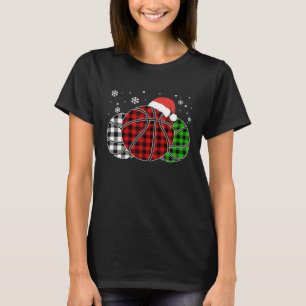 Buffalo Plaid Basketball Christmas Pajama Ugly T-Shirt