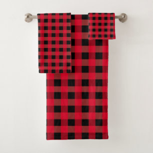 Buffalo plaid bath towel set