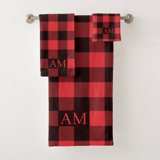 buffalo plaid towel set