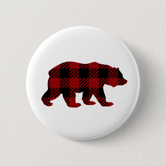 Buffalo Plaid Bear Button (Front)