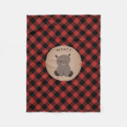 Buffalo Plaid Bear Kids Fleece Blanket