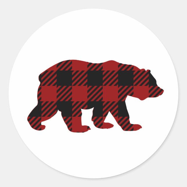 Buffalo Plaid Bear Sticker (Front)