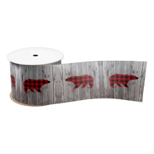 buffalo plaid bear wild one 1st birthday party satin ribbon