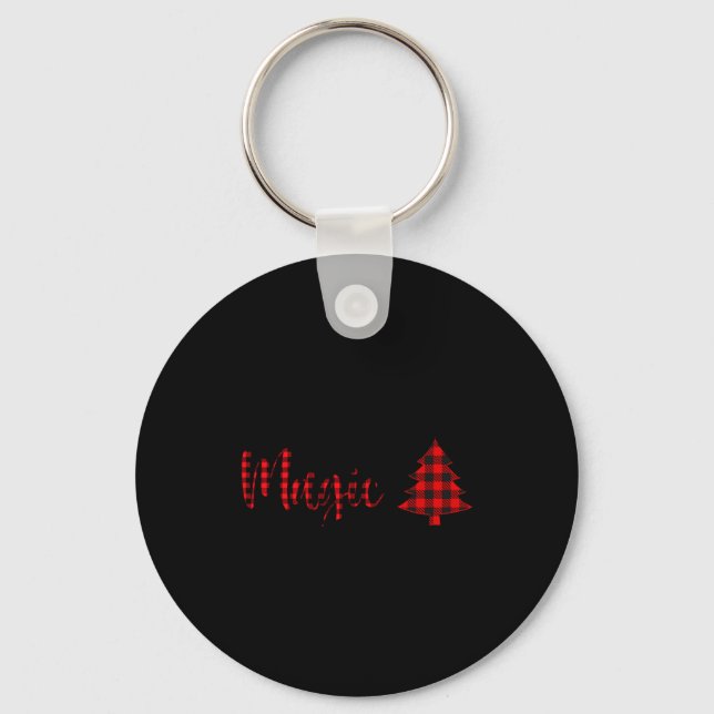 Buffalo Plaid Believe In The Magic Of Christmas Ba Key Ring (Front)