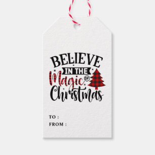 Buffalo Plaid Believe in the magic of Christmas Gift Tags