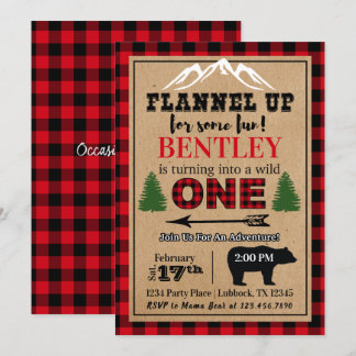 Buffalo Plaid Birthday Invitation