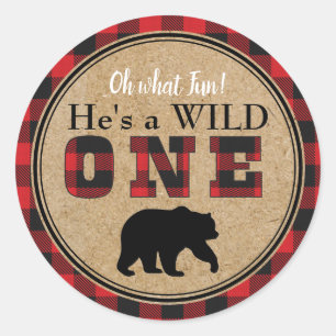 Buffalo Plaid Birthday Stickers