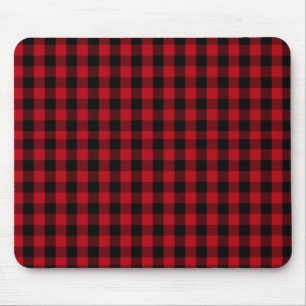 Buffalo plaid Black and Red Pattern Mouse Mat