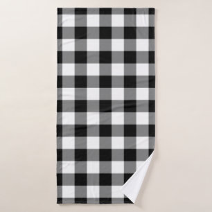 Buffalo Plaid Black And White Bath Towels