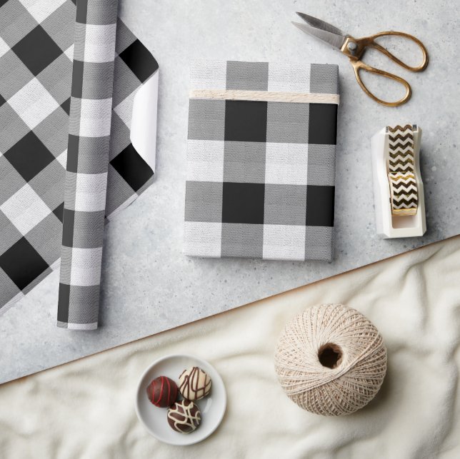 Buffalo Plaid Black and White ID603 Wrapping Paper (Crafts)