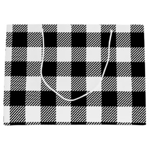 Buffalo Plaid - Black and White Large Gift Bag