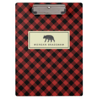 Buffalo Plaid Black Bear Personalised