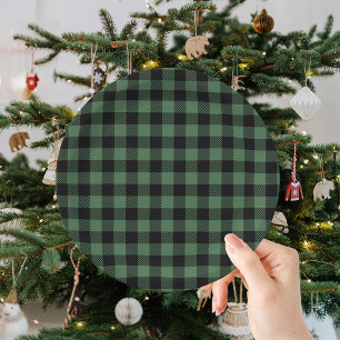 Buffalo Plaid Black Green Christmas  Paper Plate