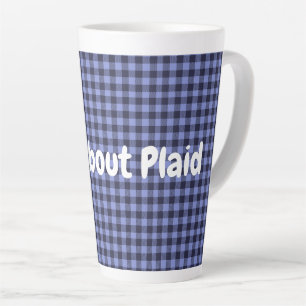 Buffalo Plaid Blue & Black Monogram Simple   Latte Mug