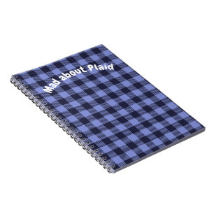 Buffalo Plaid Blue & Black Monogram Simple   Notebook