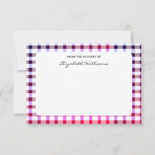 Buffalo Plaid Border Personalised Stationery Note  Thank You Card