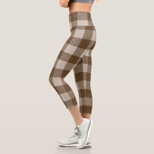 Buffalo Plaid Brown and Beige Beautiful  Capri Leggings