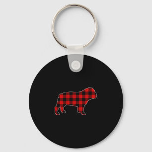 Buffalo Plaid Bulldog  Key Ring