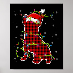 Buffalo Plaid Bulldog Santa Christmas Pajama Match Poster