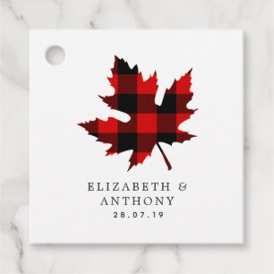Buffalo Plaid Canadian Maple Leaf Favour Tags
