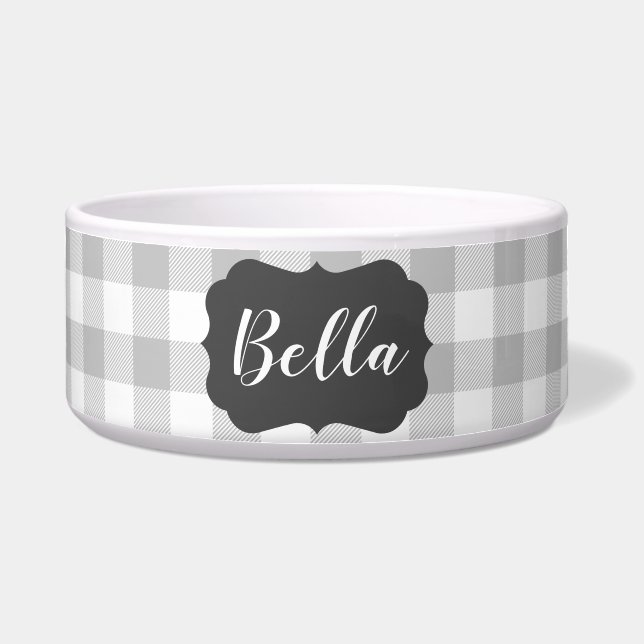 Buffalo Plaid Chalkboard Label Custom Name Pet (Front)