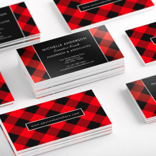 Buffalo Plaid Check Executive Coach Custom Color Business Card