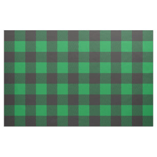 Buffalo plaid Check Pattern Black Green Fabric
